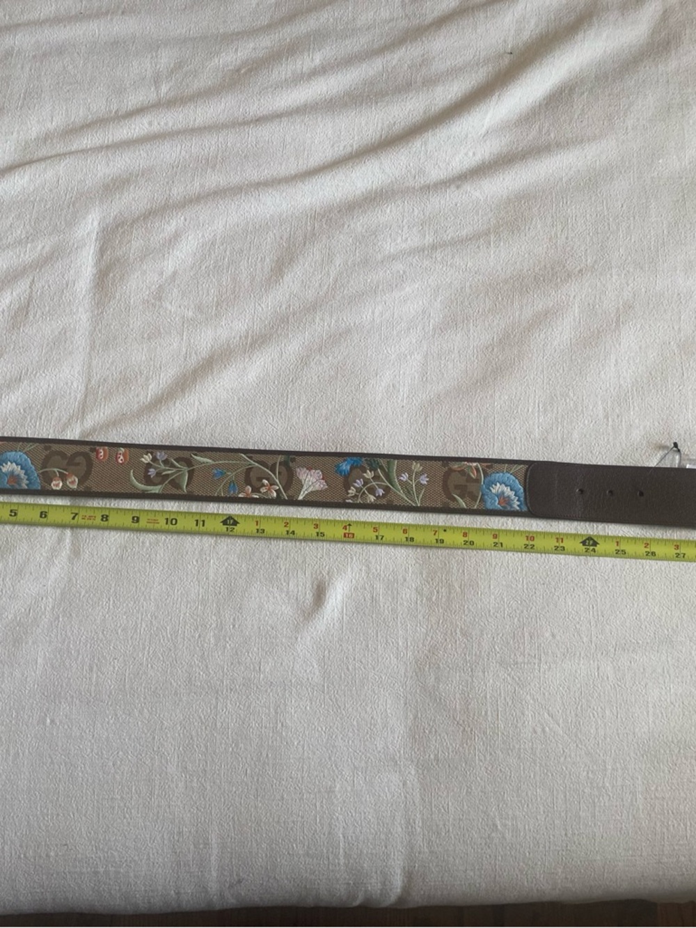 Gucci Brown Floral Jacquard Belt with Gold Double G Buckle - Picture 4 of 4